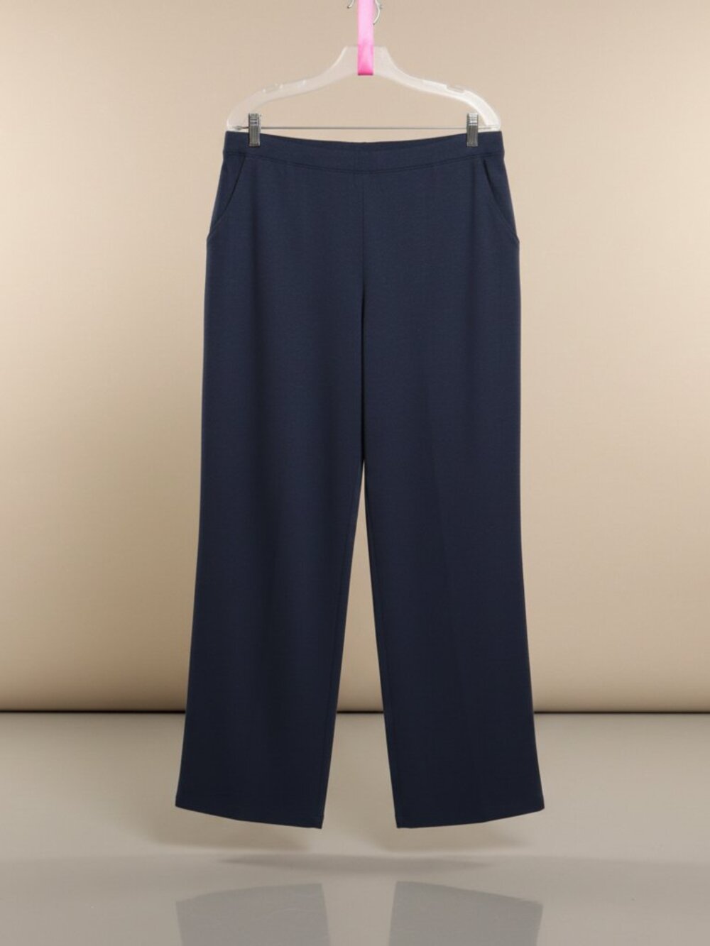 L.L. Bean Perfect Fit Straight Leg Pants Large Petite Navy Blue NWTs